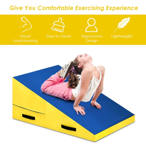 Costway Incline Gymnastics Mat Cheese Wedge Tumbling Mat w/Zipper Handle Home