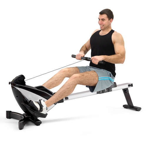 Goplus Foldable Magnetic Rowing Machine with LCD Display & 10-Level Adjustable Resistance - Stow-away Cardio Fitness Equipment