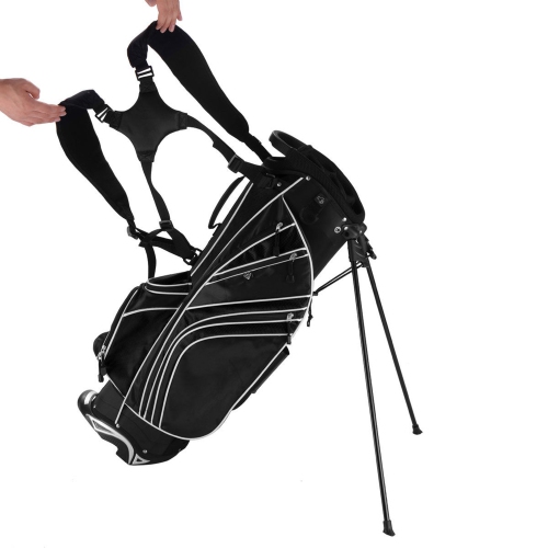 Costway Golf Stand Cart Bag Club w/6 Way Divider Carry Organizer Pockets Storage Black