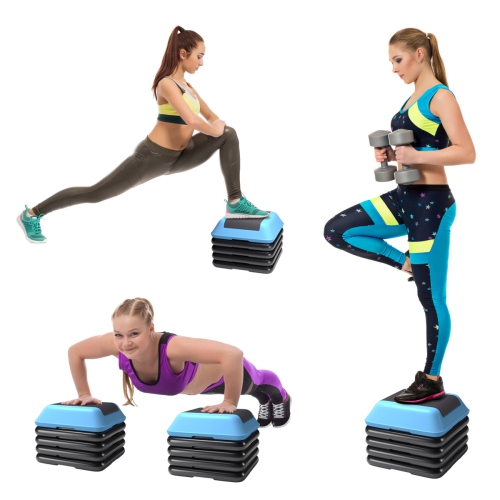 Costway 16"Aerobic Step System 4 Risers Fitness Exercise Stepper Platform Cardio Workout