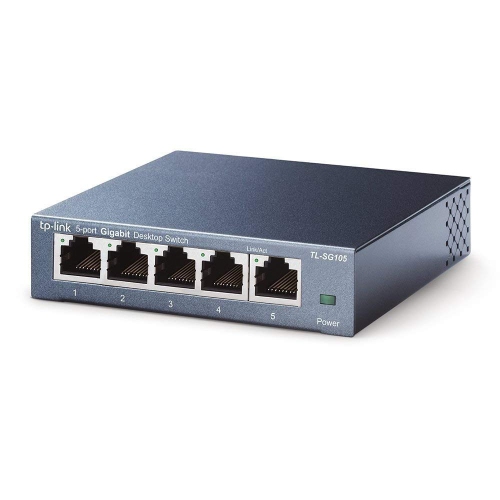 TP-Link TL-SG105 5-Port 10/100/1000Mbps Desktop Gigabit Steel Cased Switch, IEEE 802.1p QoS, Up to 65% Power Saving