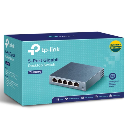 TP-Link TL-SG105 5-Port 10/100/1000Mbps Desktop Gigabit Steel Cased Switch, IEEE 802.1p QoS, Up to 65% Power Saving