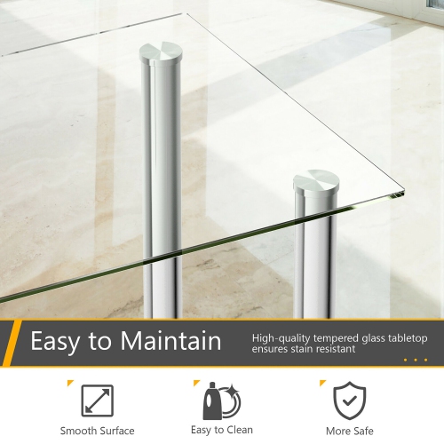 Costway 5pcs Dining Set Table & 4 Chairs Glass Metal Kitchen Breakfast Furniture