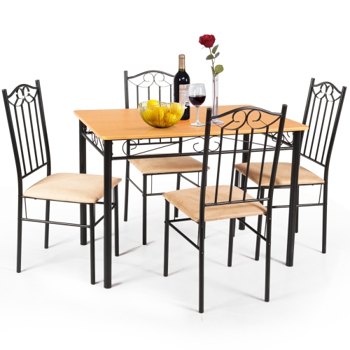 5 Pc Dining Set Wood Metal Table And 4, Wood And Metal Dining Chairs Canada