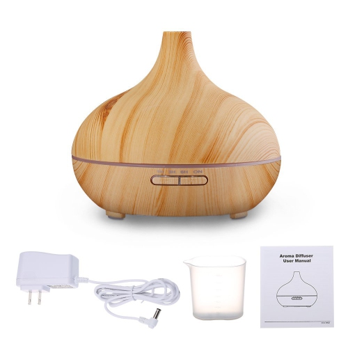 Diffuseur d’huiles essentielles arôme brun foncé, humidificateur ultrasonique à vapeur froide de 300 ml avec lumières à DEL changeant de couleur