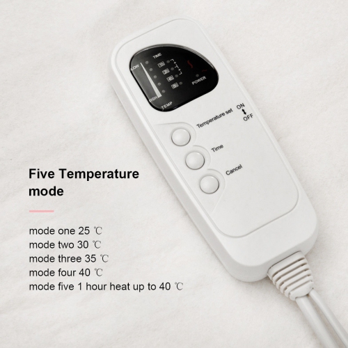 Electric Heated Blanket Low-Voltage 5 Temperature Modes 8H Timer UL 2 SIZES