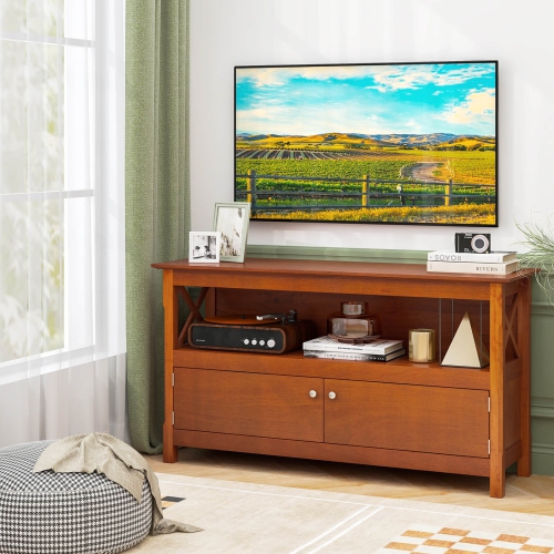 Costway 44" TV Stand Console Wooden Storage Cabinet Shelf Media Center Television Stand