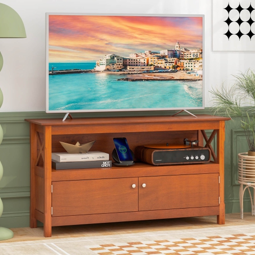 Costway 44" TV Stand Console Wooden Storage Cabinet Shelf Media Center Television Stand
