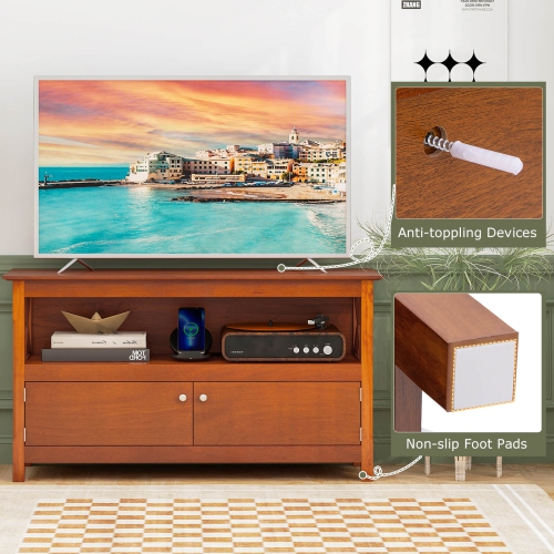 Costway 44" TV Stand Console Wooden Storage Cabinet Shelf Media Center Television Stand