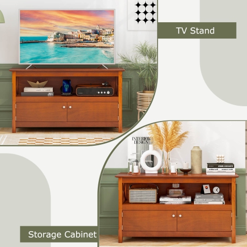 Costway 44" TV Stand Console Wooden Storage Cabinet Shelf Media Center Television Stand