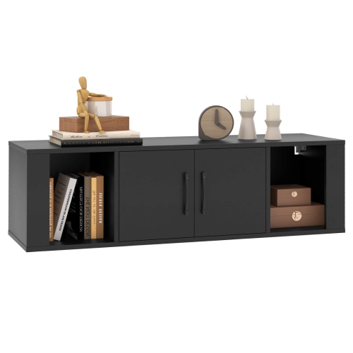 Armoire de rangement flottante à 2 portes de Costway avec étagère de rangement à 2 cubes sous le téléviseur