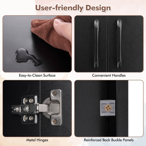 Costway 2-Door Floating Storage Cabinet with 2 Cubes Console Storage Hutch Under TV