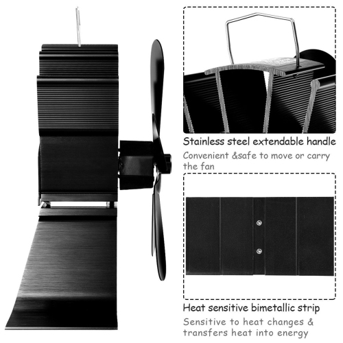 Costway Stove Fan 5 Blades Fuel Saving Heat Powered Wood Burner Fireplace Eco