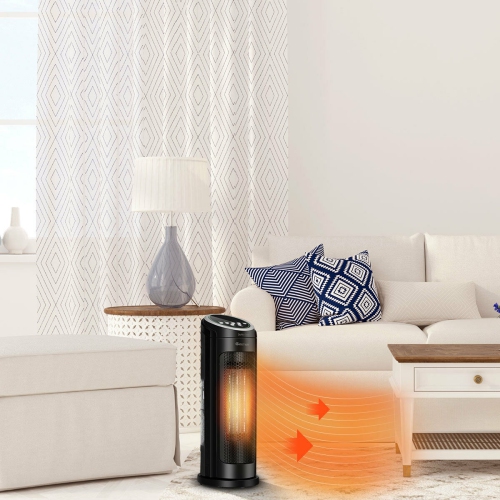 Costway Portable Oscillating PTC Ceramic Space Heater 1500W LED 12H Timer Remote Control