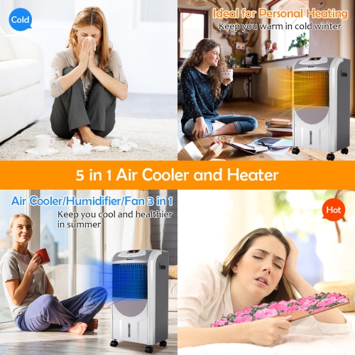 Costway Portable Air Cooler Fan & Heater Humidifier w/ Washable Filter Remote Control