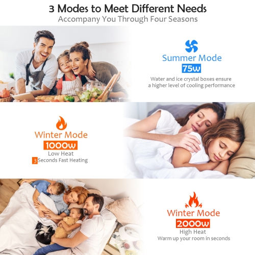 Costway Portable Air Cooler Fan & Heater Humidifier w/ Washable Filter Remote Control