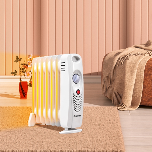 Costway 700 W Portable Mini Electric Oil Filled Radiator Heater 7-Fin Thermostat Home
