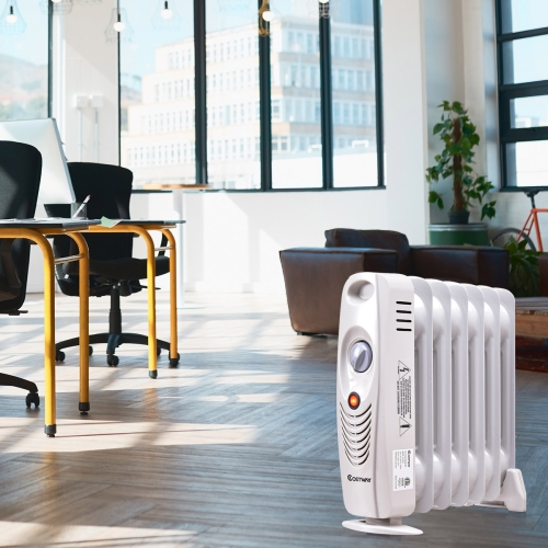 Costway 700 W Portable Mini Electric Oil Filled Radiator Heater 7-Fin Thermostat Home