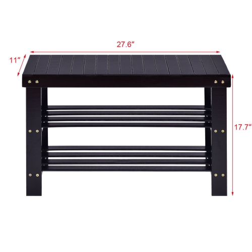 Costway 3 Tier Bamboo Shoe Rack Bench Storage Shelf Organizer Entryway Home
