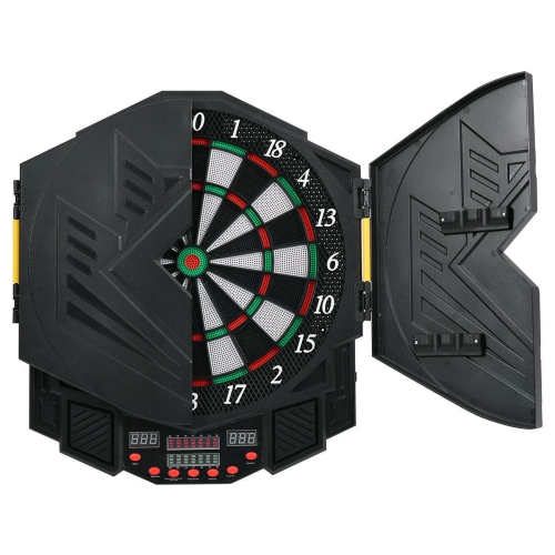 Professional Electronic Dartboard Cabinet Set w/ 12 Darts Game Room LED Display