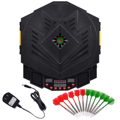 Professional Electronic Dartboard Cabinet Set w/ 12 Darts Game Room LED Display