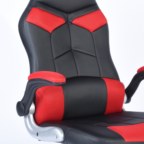 Racing High Back Office Chair Faux Leather Computer Desk Gaming Swivel Wheel Seat, Red