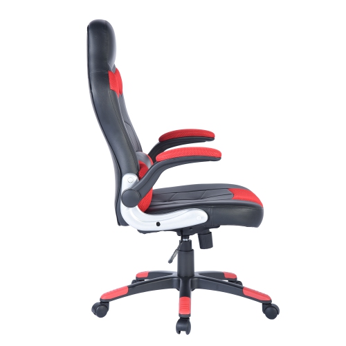 Racing High Back Office Chair Faux Leather Computer Desk Gaming Swivel Wheel Seat, Red