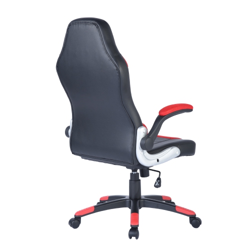 Racing High Back Office Chair Faux Leather Computer Desk Gaming Swivel Wheel Seat, Red