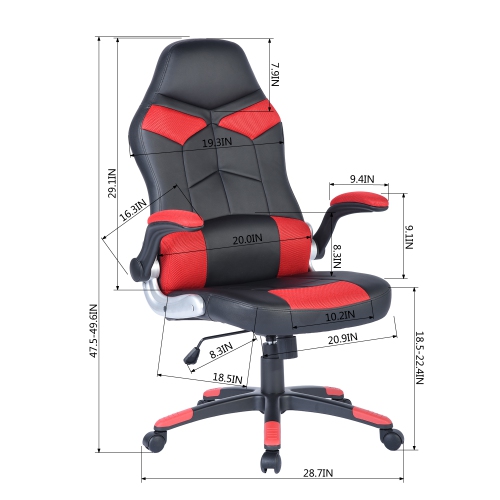 Racing High Back Office Chair Faux Leather Computer Desk Gaming Swivel Wheel Seat, Red
