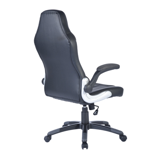Racing High Back Office Chair Faux Leather Computer Desk Gaming Swivel Wheel Seat, Black