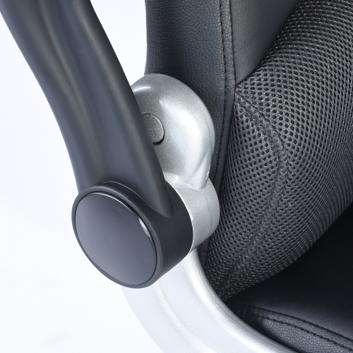 Racing High Back Office Chair Faux Leather Computer Desk Gaming Swivel Wheel Seat, Black