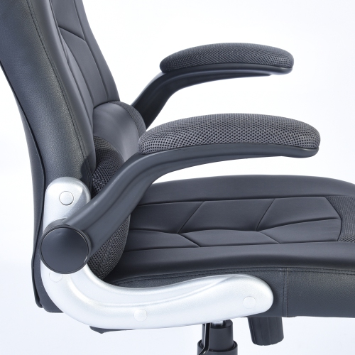 Racing High Back Office Chair Faux Leather Computer Desk Gaming Swivel Wheel Seat, Black