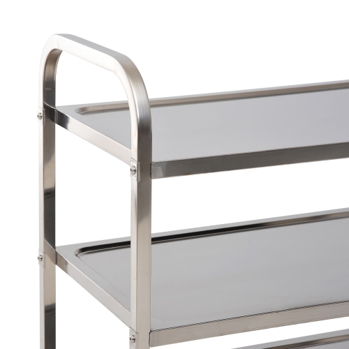 HOMCOM 36" 3-Tier Kitchen Trolley Medical Treatment Laboratory Equipment Carts, Stainless Steel Rolling Kitchen Island, Wheeled Storage Utility