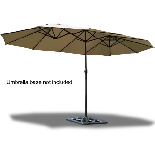 Costway 15' Market Outdoor Umbrella Double-Sided Twin Patio w/ Crank Beige