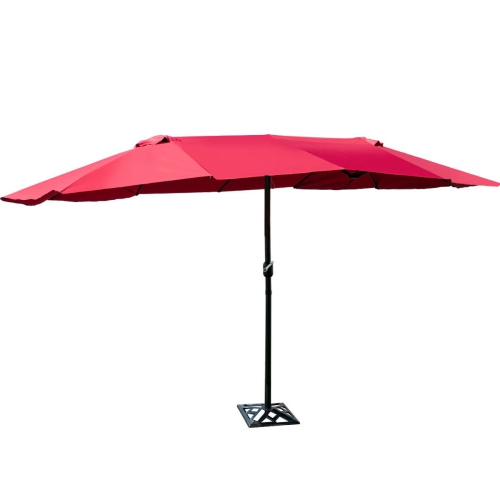 Costway 15' Market Outdoor Umbrella Double-Sided Twin Patio w/ Crank Wine