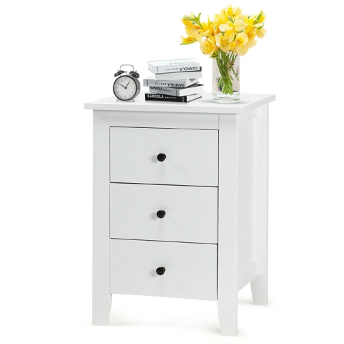 Costway Nightstand End Beside Table Drawers Modern Storage Bedroom Furniture White