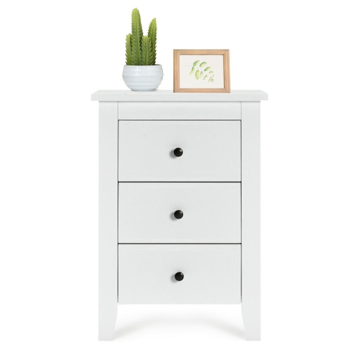 Costway Nightstand End Beside Table Drawers Modern Storage Bedroom Furniture White