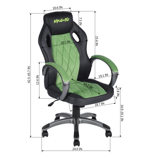Bonded Leather Executive Gaming Chair Green
