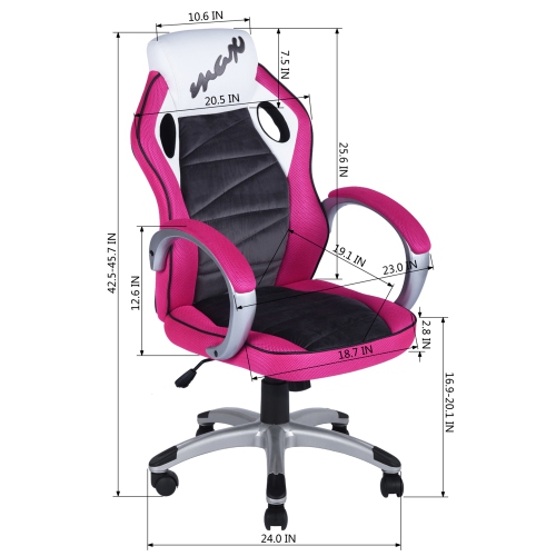 Bonded Leather Executive Gaming Chair Pink