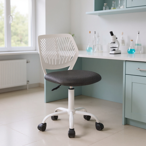 HOMY CASA  Mid-Back Bonded Leather Task Chair With Pneumatic Lift In Brown