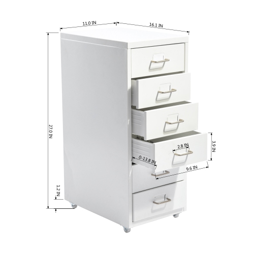 Multidrawer Storage Cabinet on casters(White)