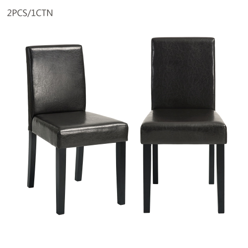 Parsons Brown Bonded Leather Side Chair Set of 2