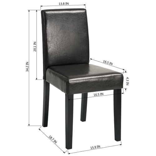 Parsons Brown Bonded Leather Side Chair Set of 2