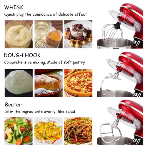 Batteur sur socle électrique à 6 vitesses 120 V/660 W 6 L de Costway - Acier inoxydable