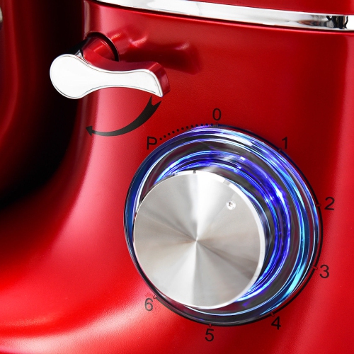 Batteur sur socle électrique à 6 vitesses 120 V/660 W 6 L de Costway - Acier inoxydable