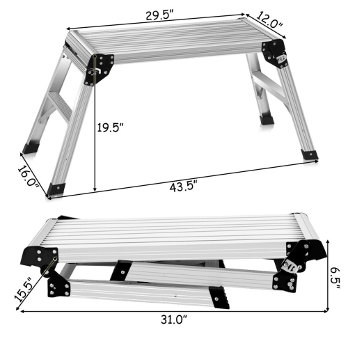 Costway HD EN131 Aluminum Platform Drywall Step Up Folding Work Bench Stool Ladder