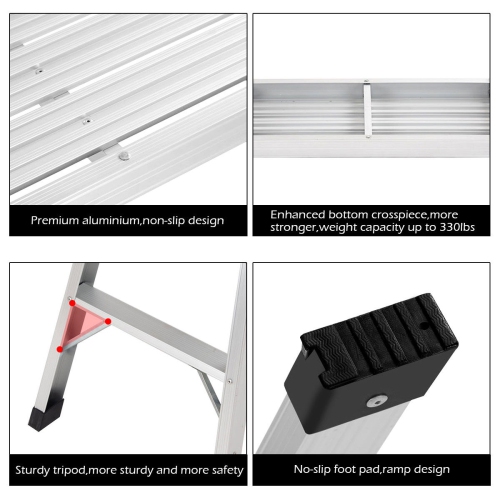 Costway HD EN131 Aluminum Platform Drywall Step Up Folding Work Bench Stool Ladder