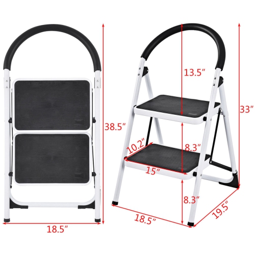Costway 2 Step Ladder Folding Stool Heavy Duty Industrial Lightweight 330lbs