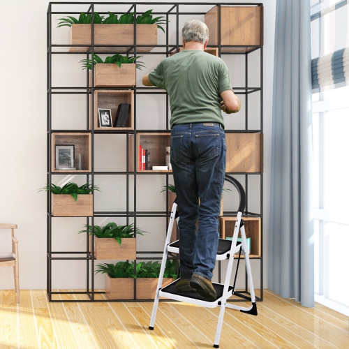 Costway 2 Step Ladder Folding Stool Heavy Duty Industrial Lightweight 330lbs