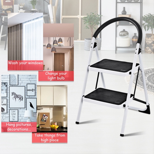 Costway 2 Step Ladder Folding Stool Heavy Duty Industrial Lightweight 330lbs